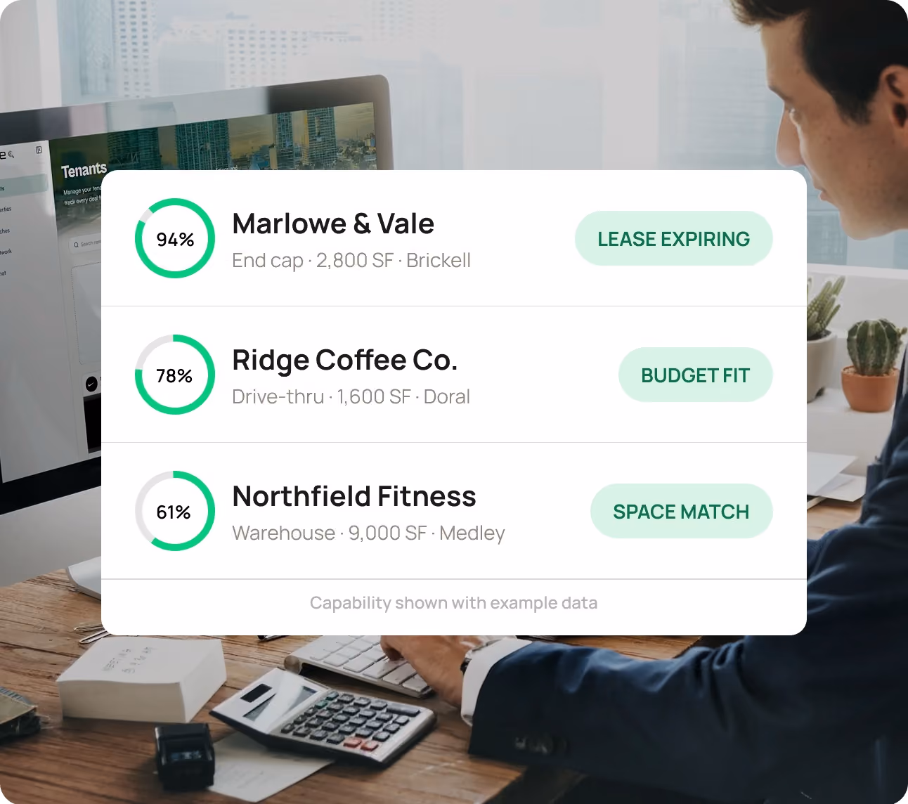 Waltre ranking spaces for a client by match score